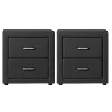 Artiss 2X Bedside Table 2 Drawers Fabric - CADEN Charcoal BFRAME-E-BSIDE-CHARX2
