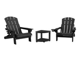 Gardeon Outdoor Table and Chairs HDPE Folding Adirondack Beach Chair Patio Furniture Black FF-BEACH-3HEFD-BK