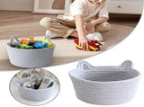 Small Cat Ears Toy Organizer, Woven Cotton Rope Basket, Decorative Nursery Bins & Boxes Gift Basket V1189-LWWAL-20260401-06444