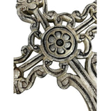 Handcrafted Ornate Taupe Scroll-Design Wall Cross 20x30cm V637-33807CRS