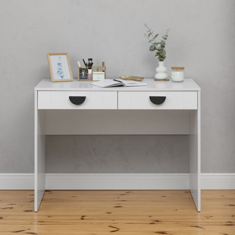 ODESSA DESK - WHITE - VJ PANEL - HALF MOON BLACK V164-ECS14V04B