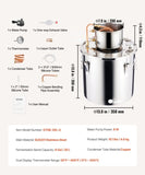 Moonshine Still 8 Gal Water Alcohol Distiller Brewing Kit Stainless Steel V952-DLNTZLQYS8JLWJXVZV3