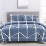 Artex Harold Blue Quilt Cover Set Geometric Pattern Reversible Printed Microfiber Polyester King V442-ATX-QUILTCS-HAROLD-BLUE-KI