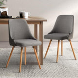 Artiss Dining Chairs Set of 2 Fabric Wooden Grey UPHO-D-DIN203A-GYX2