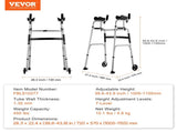 2 in 1 Folding Walker & Removable Armrests, Height Adjustable Foldable Walker with 5" Solid Wheels, V952-ZLZXCL200000G7LL4V0