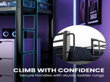 KINGSTON SLUMBER Metal Single Loft Bed And Double Underbed Frame, Multifunctional, Space Saving with V219-BEDBBBKSL8GA