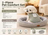 Winter Pet Care Bundle - S Size 32*20cm Green Quilted Dog Vest with Leash Ring and S Size 40*50cm V888-ELOSUNG53940