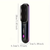Black Silver Wireless Hair Straightening Comb Fast Heating Hair Comb Women'S Hair Styling V1102-108-SIL-32035