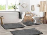 Set of 3 Bath Rugs, Absorbent Memory Foam Bath Mat Bathroom Rugs, Gray, Large 20"x32", Small V1366-AZ2-W-12328