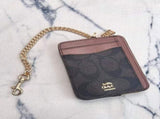 2 Pack Women's Mini Zip Card Holder & Coin Purse with Keychain - Signature Coffee Brown & Daisy V888-ELOSUNG41461