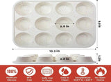 Silicone Muffin Pan, Metal Reinforced Frame Cupcake Pan 12 Cups Regular Size Easy to Move in or Out V1259-DP01-A-4507