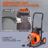 100FT x 1/2Inch Drain Cleaner Machine Sewer Auger Auto Feed with 4 Cutter & Air-Activated Foot V952-ZDJJKLSGDSTJZGK9AV3