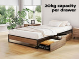 Artiss Bed Frame Metal Frame Single Bed Base 2 Drawers OSLO MBED-C-OSLO-S-DRAW