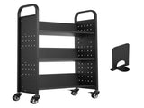Rolling Library Book Cart, 150 kg Capacity, 77 x 38 x 122 cm Library Cart, Single Sided V-Shaped V952-VXTSGTCHS3307B7MH001V0
