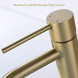 Brushed Gold Bathroom Faucet, Single Handle Brass Sink Faucet Bathroom Single Hole with Pop Up Sink V1258-DP02-C-1348
