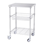 VEVOR Kitchen Utility Cart, 3 Tiers, Wire Rolling Cart with 213kg Capacity, Steel Service Cart on V952-LLCFTCCB20X24IGJ4V0