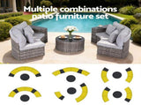 Gardeon 4 Seater Outdoor Sofa Set 7PCS Table Chair Set Garden Rattan Patio Furniture ODF-SOFA-7PC-RTA-GE-ABC
