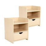 2X Bedside Table Side Storage Cabinet Nightstand Bedroom 1 Drawer 2 Shelf LARK OAK V274-FT-BEDT-1DD04-WD2