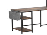 Levede L Shaped Gaming Desk with LED Lights Brown DH1053-BR