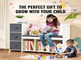Kids Reading Nook Bench, Toddler Bookshelf and Bookcase with Detachable Seat Cushion, 6-Cubby V952-CGKETCWDZJBCNS6NYV0