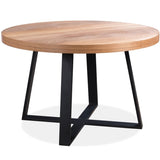 Petunia Round Dining Table 120cm Elm Timber Wood Black Metal Leg - Natural V315-VOD-BOST-03