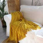 SOGA Mustard Textured Knitted Throw Blanket Warm Cozy Woven Cover Couch Bed Sofa Home Decor with BLANKET925