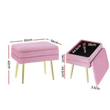 Artiss Ottoman Storage Foot Stool Vanity Velvet Pink FS-B-ST02-VEL-PK