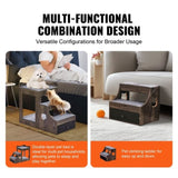 Pet Bunk Bed with Stairs Dog/Cat Window Perch with Storage Indoor Gray V952-SXPSCWSCCHSX8A3BCV0