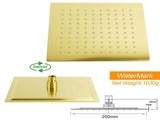 Brushed Gold Square 10" Rain Head 3 Mode Handheld Rose Sliding Rail Arm Dual Shower Set V1233-SC842GHS002M4CGKSS110G