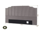 Artiss Bed Head Headboard King Velvet 183CM - Grey BED-HEAD-WING-K-GY