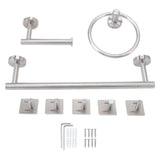 Bathroom Hardware Set with Towel Rings Towel Bar Tissue Holder 5 Hooks 304 Stainless Steel Bathroom V1294-YM0716-3112220055211