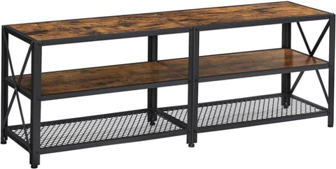 TV Stand for 60-Inch TV with Industrial Style Steel Frame Rustic Brown and Black V178-11253