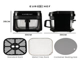 EUROCHEF 6.5L Air Fryer, Electric Digital Airfryer with Glass Container, Black V219-COKAIREC6GKA