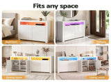 Artiss 2x Buffet Sideboard Cabinet LED Cupboard High-Gloss Storage Pantry ARNO FURNI-N-LED-SID01-WH-ABX2