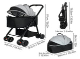 Pawz Pet Stroller 3 in1Dog Cat Pram Foldable Carrier PT1365-BK-AU