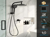 Cefito 9'' Rain Shower Head Set Handheld Round High Pressure Mixer Tap Chrome SHOWER-A1-RO-9-BK-MIXER-RO