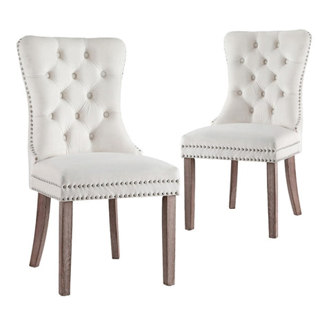 1 Set of 2 Artiss Dining Chairs Beige Velvet UPHO-C-DIN-1061-BGX2