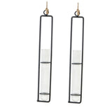 Set of 2 Glass Hanging with Iron Frame, Clear Indoor Plant , Decorative Wall-Mounted Pots for Home V1370-AZ4-11631