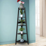 Levede 5 Tier Corner Shelf Wooden Storage Black BO1013-BK