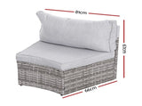 Gardeon 2 PCS Outdoor Sofa Set Rattan Modular Chair Garden Patio Furniture Grey ODF-SOFA-RCHAIRX2-GE