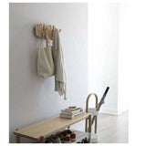 Wall-Mounted Coat Rack with 5 Hooks, Made of Natural Wood, 37.1 x 16.5 x 4.4 cm V1237-ZY-715-044