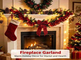 Plaid Christmas Garland, Buffalo Rustic Craft Ribbon Ruffled for Home Wreath Staircase Tree V1192-AZ-W-17374