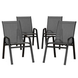 Gardeon 4PC Outdoor Dining Chairs Stackable Lounge Chair Patio Furniture Grey FF-B-STA-CHAIR-GE-X4