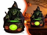 Witch Halloween Decor - Halloween Witch Lamp with Lighting Cauldron,Resin Scary Witch Figure V1370-AZ4-16190