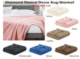 Soft Diamond Fleece Extra Large Throw / Single Sized Blanket Mocha V442-ABR-THROW-3036DIAMONDFLEECE200-MOCHA-RE