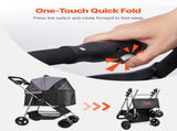Pet Stroller, 16KG Weight Capacity, Foldable Dog Stroller Cart, 4 Wheels Cats Pram with Detachable V952-CWTCCGK4QSHD9M2U7V0