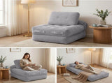 Artiss 1 Seater Corduroy Convertible Sofa Bed Pull Out Boneless Couch Grey SBED-M-FLD05-1S-GY