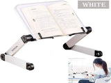 Foldable Aluminum Alloy Book Stand with 360-Degree Rotation, Height and Angle Adjustment, White V1188-MS-731-088