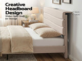 Artiss Queen Bed Frame with Storage Adjustable Headboard Platform Base Linen Fabric Charging Ports BFRAME-H-COZEY-Q-BG-AB