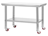 Stainless Steel Table, 60 x 90 cm Food Prep Worktable with Wheels, Kitchen Prep Table with V952-DLGZT2CWDB24ABSMO001V0